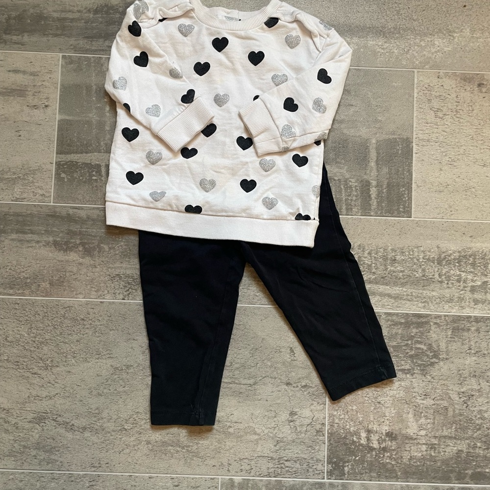 3/$20 Little Me Black and White Heart Matching Set